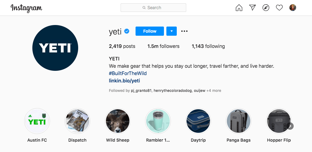 yeti instagram profile